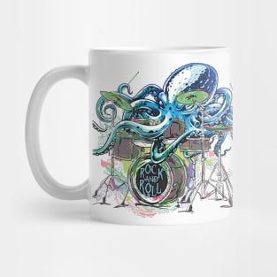 Drummer Octopus playing the drums Rock and Roll Style Mug